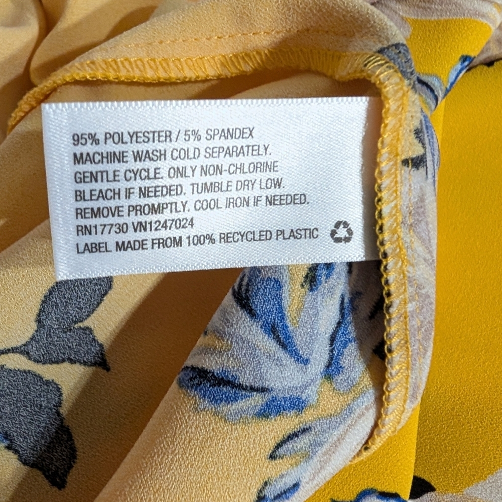 Ava & Viv Yellow Floral Dress Size XL Tie Sleeve Shift Lightweight Spring Summer - Picture 6 of 9